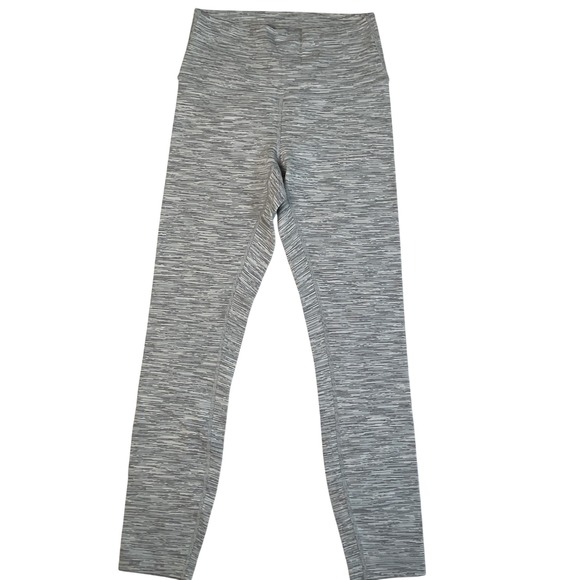 Lululemon Leggings Womens 6 Gray White Align Striped Athletic Yoga Pants Stretch - Picture 1 of 8